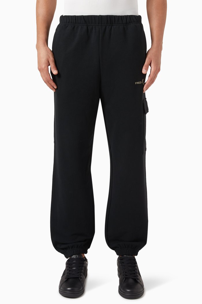 

Raised Graphic Sweatpants in Cotton, Black