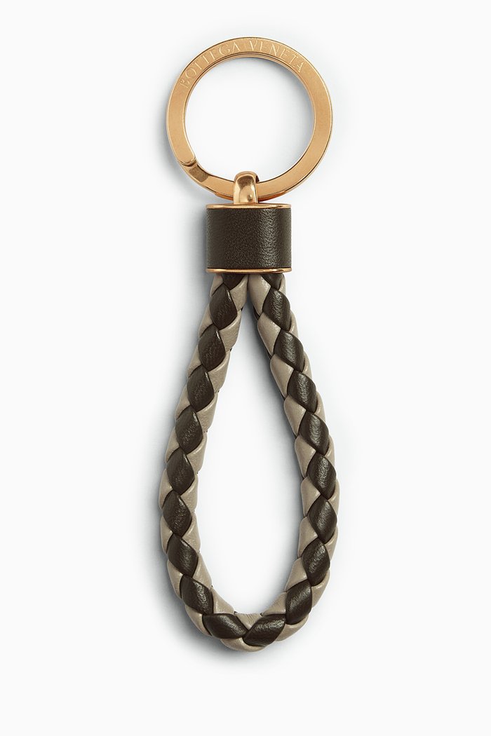 

Key Ring in two-tone Intreccio Nappa, Green