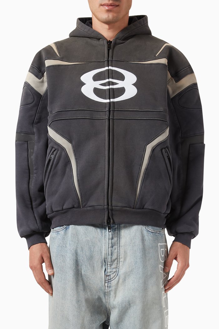Unity Sports Icon Biker Jacket in Compact Fleece, Black