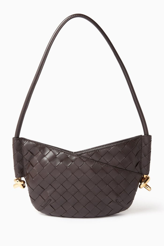 

Mini Solstice Shoulder Bag in Intrecciato Leather, Brown