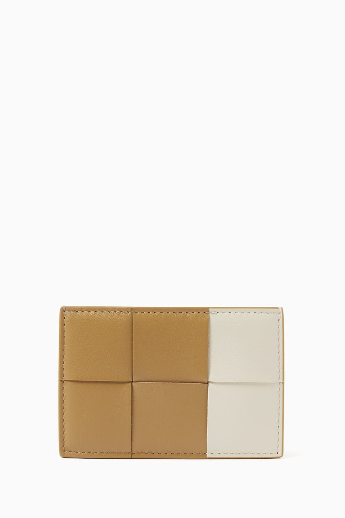 

Cassette Credit Card Case in Intrecciato Leather, Brown