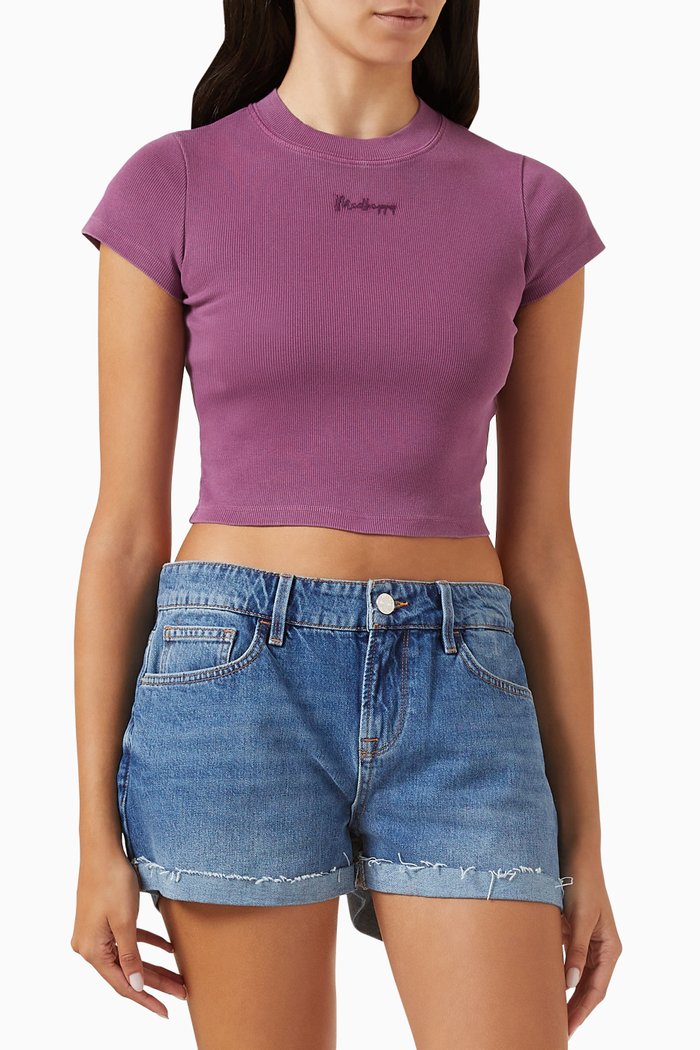 

Classics Baby Crop T-shirt in Ribbed-cotton, Purple