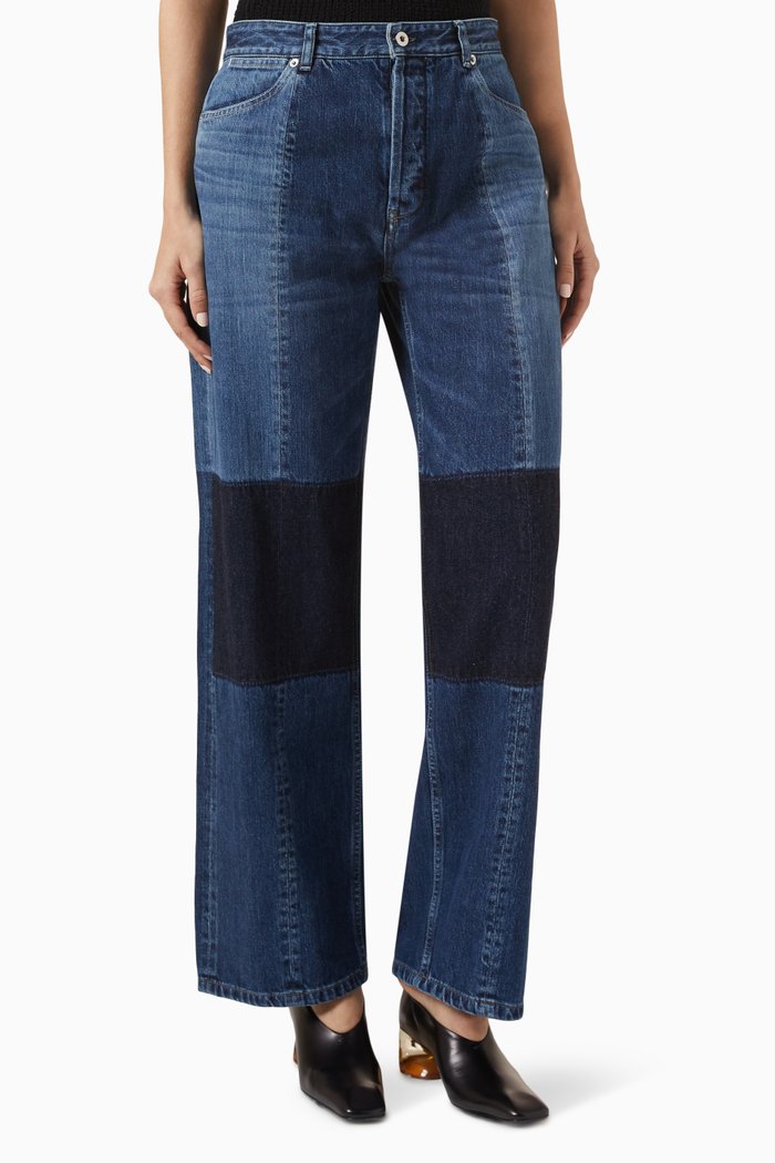 

Laser-patchwork Jeans in Denim, Blue