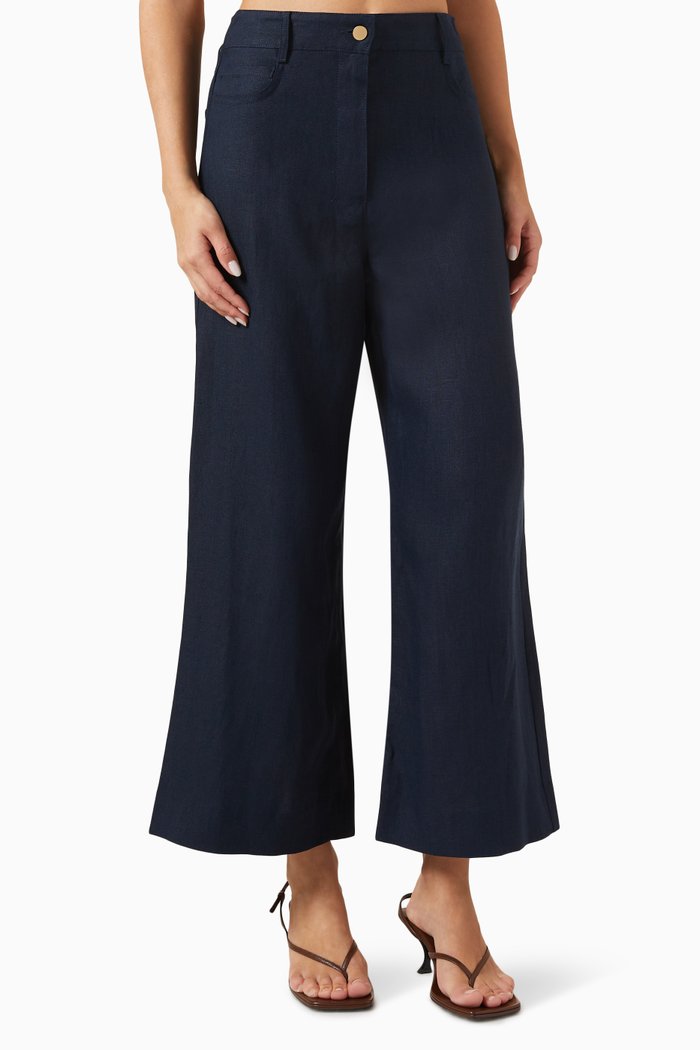 

Lapo Wide-leg Pants in Linen, Blue