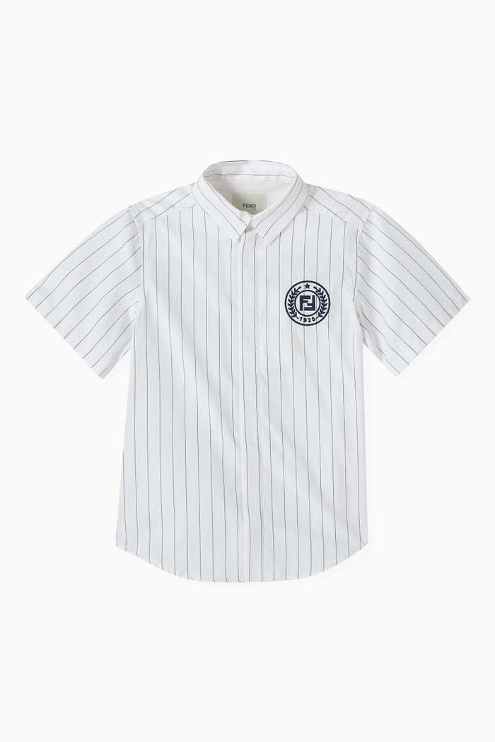 

Striped Shirt in Cotton Poplin, White