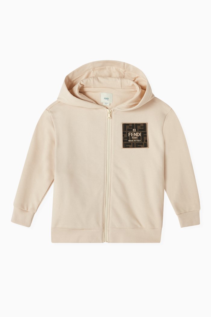 

Monogram Patch Hoodie in Cotton, Neutral