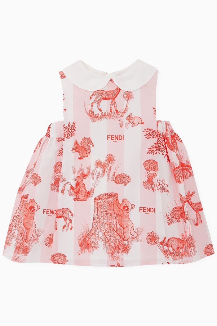 

Pequin Print Dress in Poplin, Red