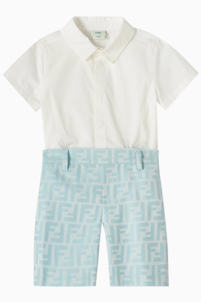 

FF Logo Shirt Romper, Blue