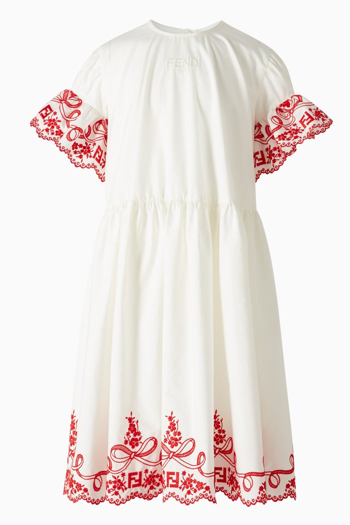 

Embroidered Dress in Cotton, White