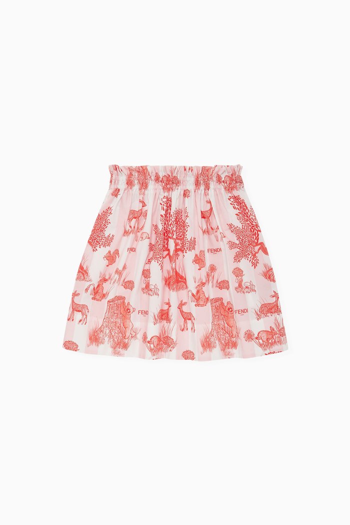 

Pequin-print Skirt in Poplin, Red