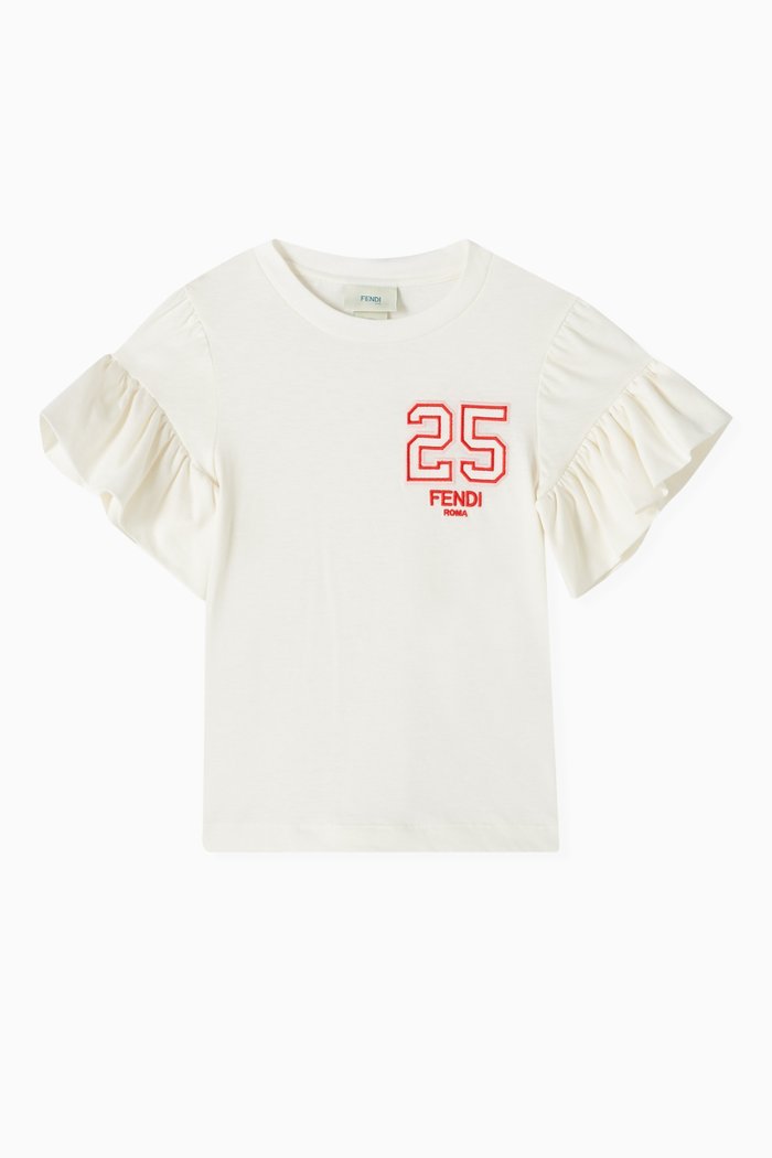 

Ruffle Sleeves T-shirt in Cotton Jersey, White