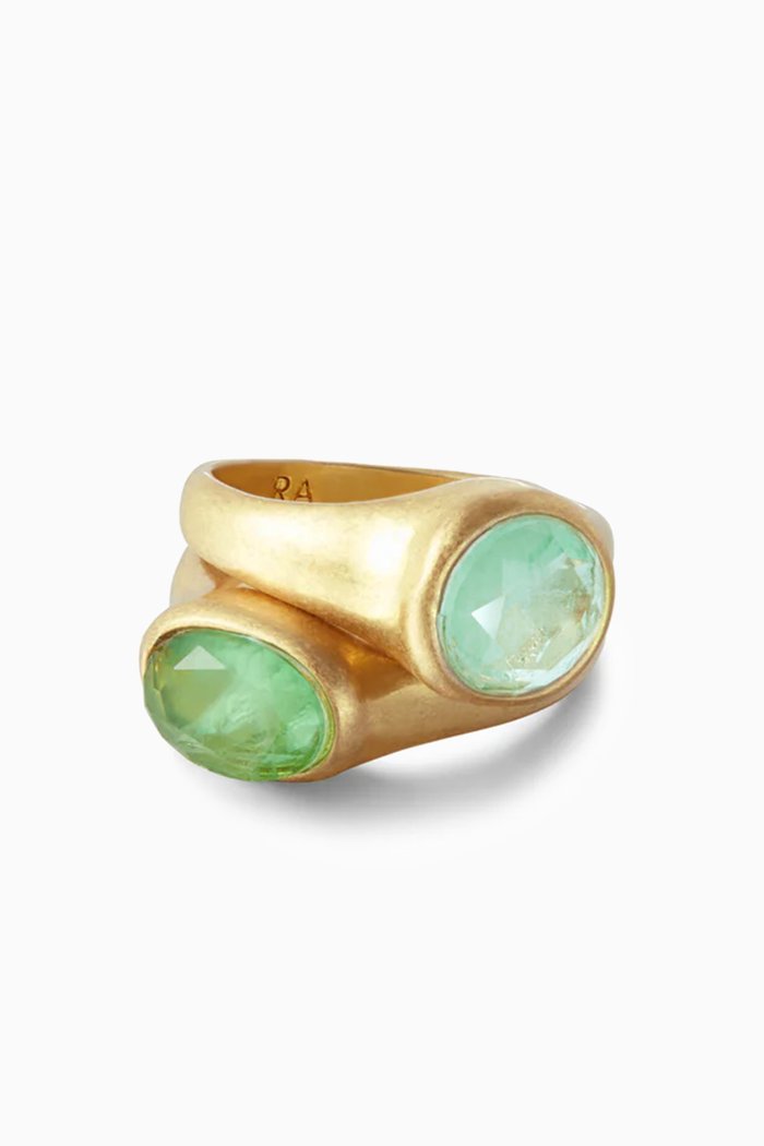 

The Little Bits Ring in Antique Gold-plated Brass, Set of 2, Multicolour