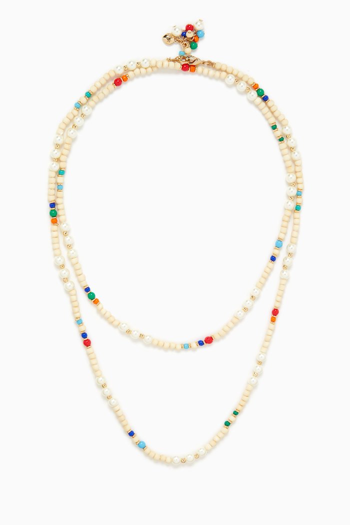 

Double Bubble Necklace in Gold-plated Brass, White