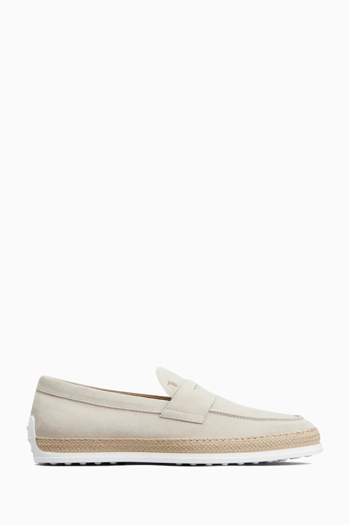 

Espadrille Penny Loafers in Suede, Neutral