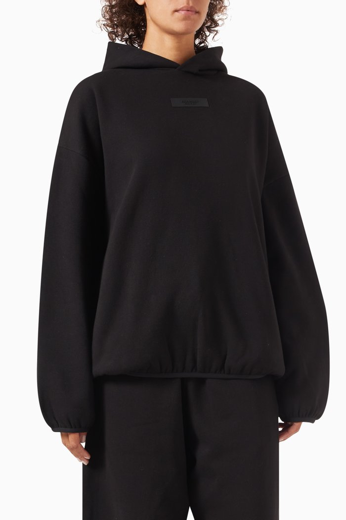 

Essentials Pullover Hoodie in Cotton Blend, Black