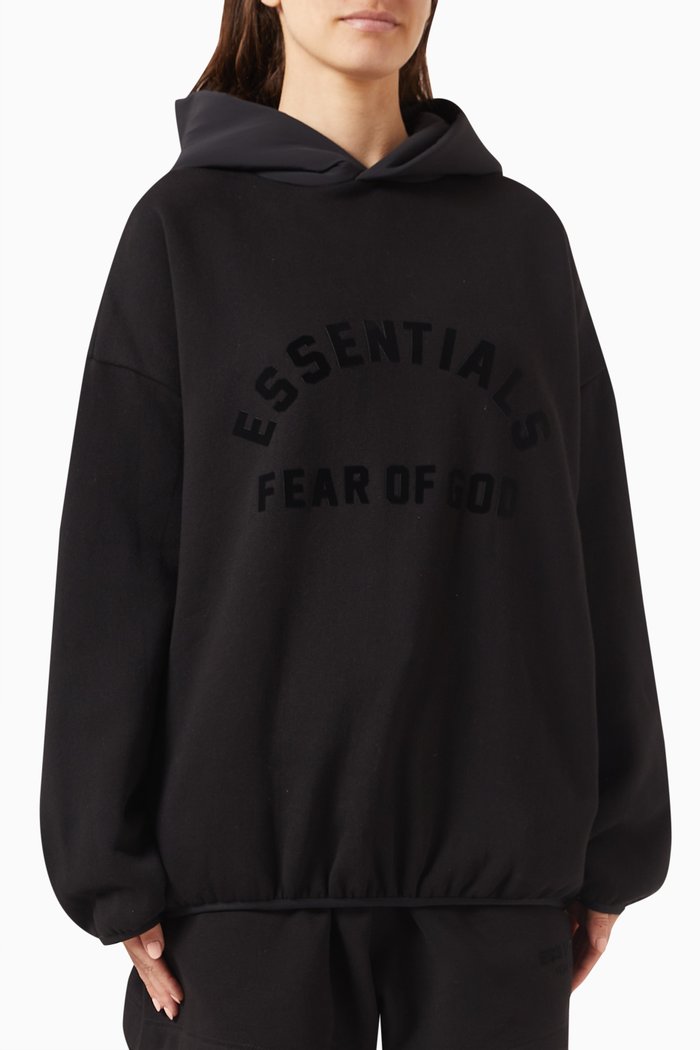 

Logo Hoodie in Nylon Fleece, Black