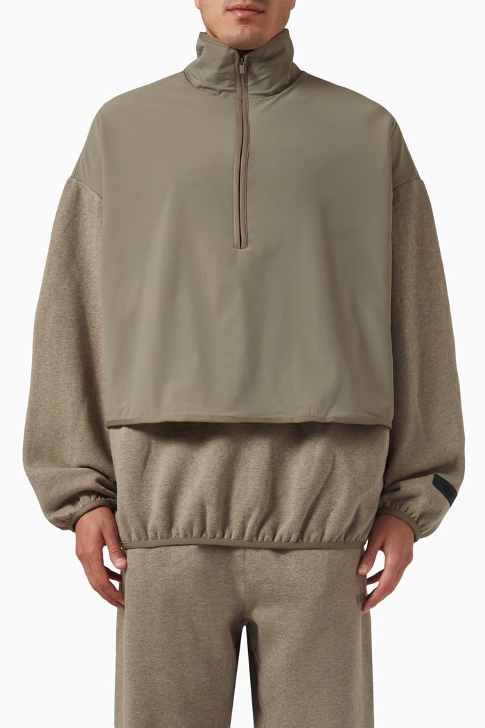 

Mockneck Sweater in Nylon & Fleece, Grey