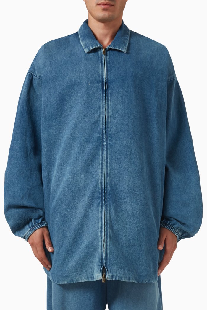 

Zip-up Overshirt in Denim, Blue