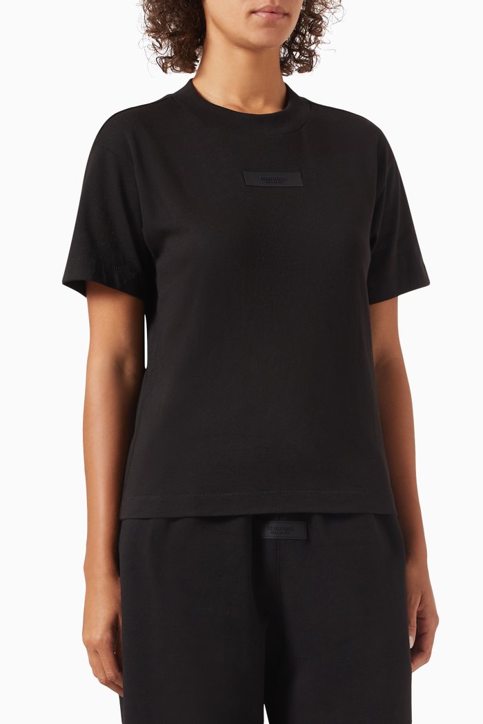 

Short-sleeve T-shirt in Cotton Blend, Black