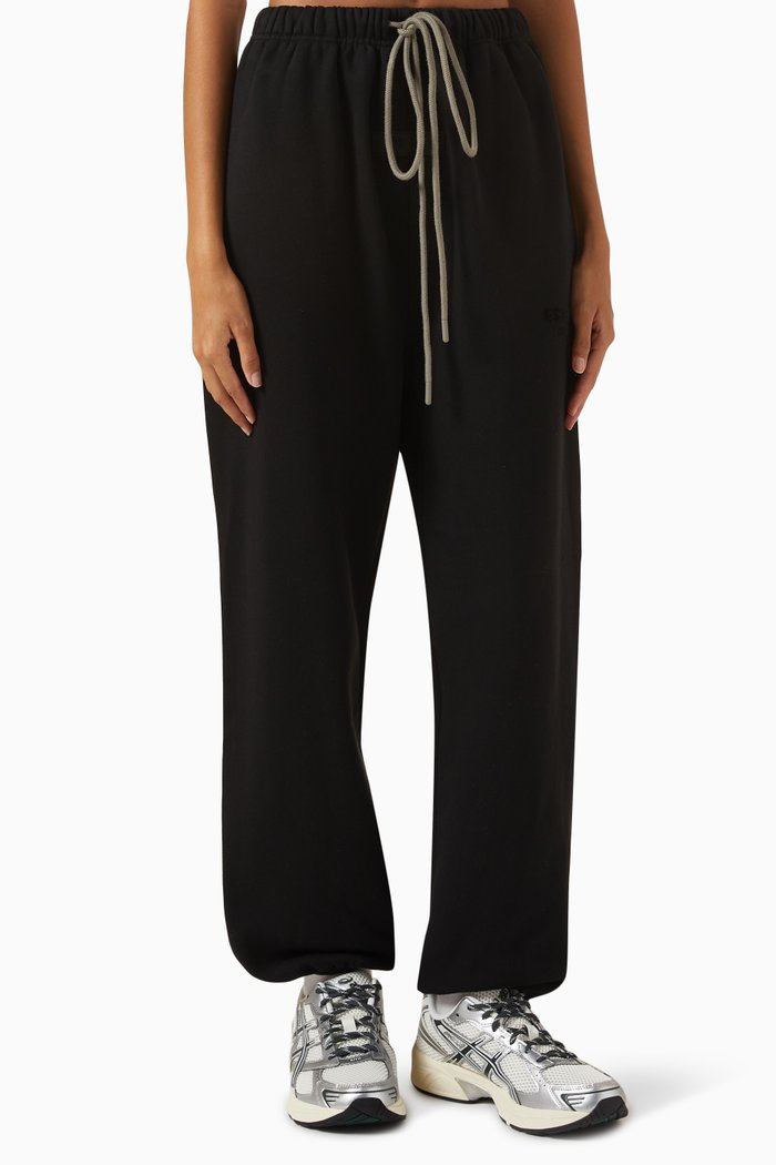 

Drawstring Sweatpants in Cotton-fleece, Black