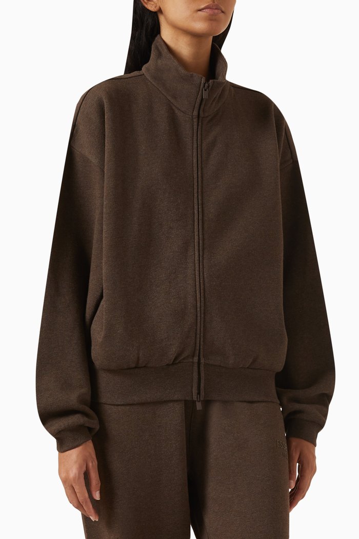 

High-neck Zip-up Jacket in Cotton-fleece, Grey