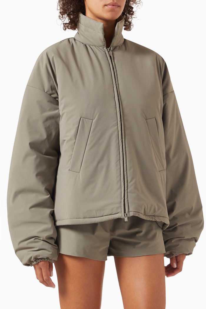 

Shell Bomber Jacket in Nylon Blend, Grey