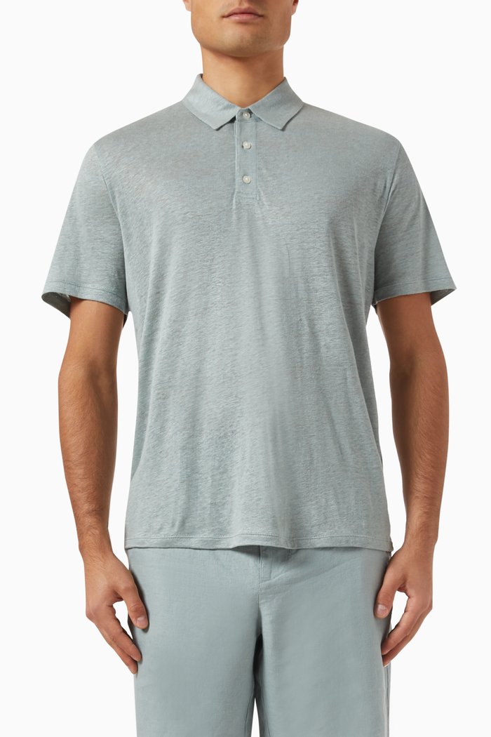 

Polo Shirt in Linen, Blue