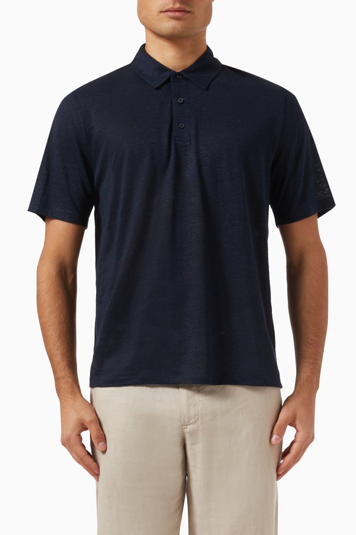 

Polo Shirt in Linen, Blue