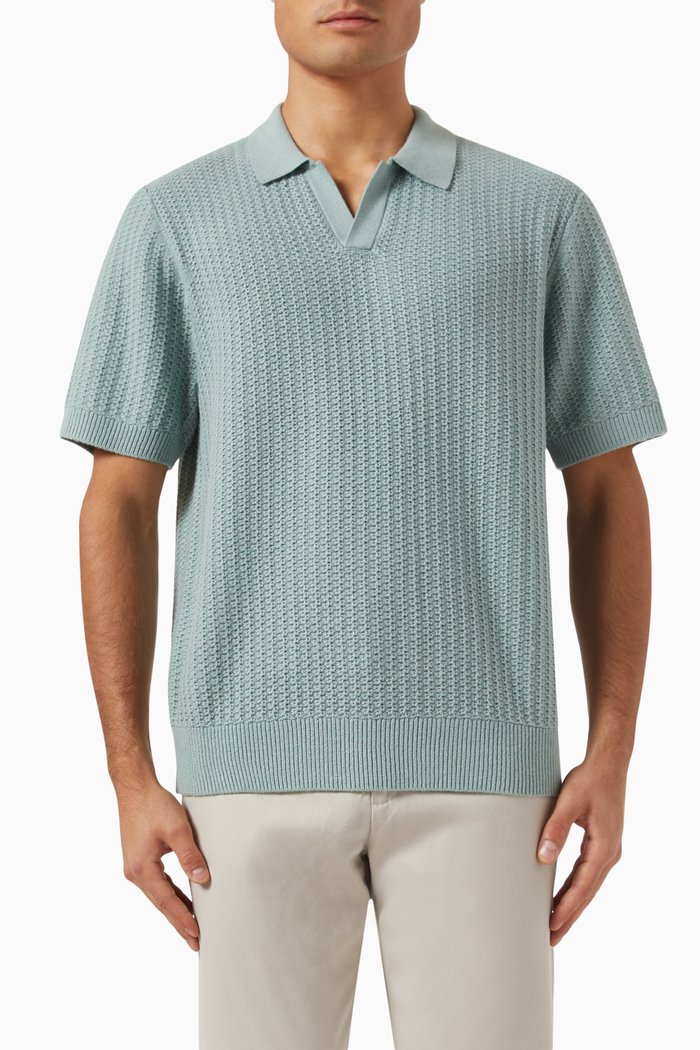 

Johnny Collar Sweater in Rib Cashmere, Blue