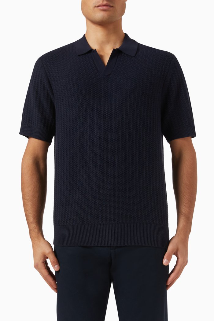 

Johnny Collar Sweater in Rib Cashmere, Blue