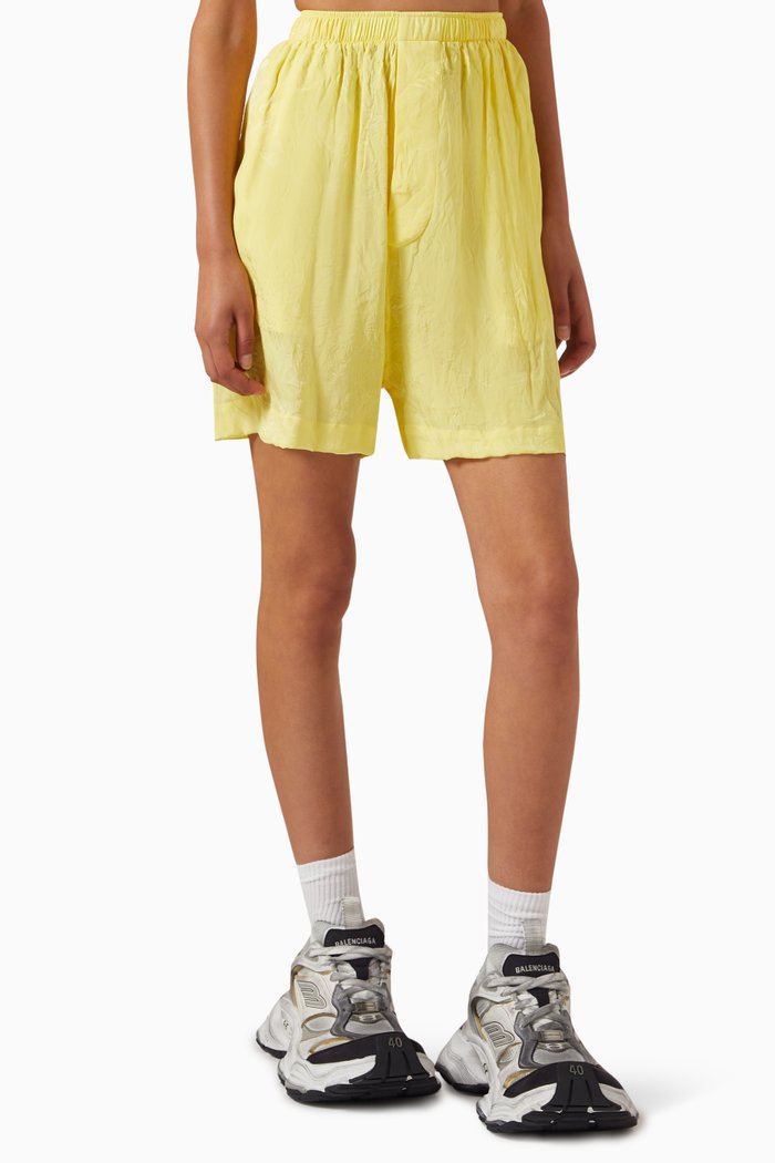 

Tropical Flowers Pyjama Shorts in Silk-jacquard, Yellow