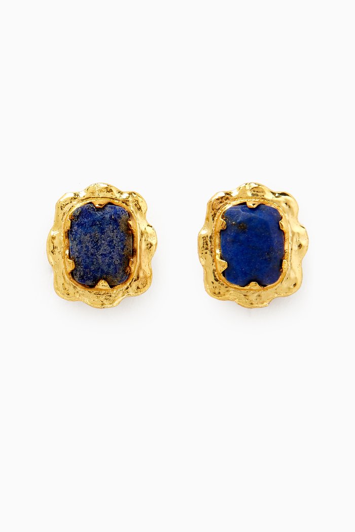 

Victorian Stud Earrings in 18kt Gold-plated Bronze, Blue