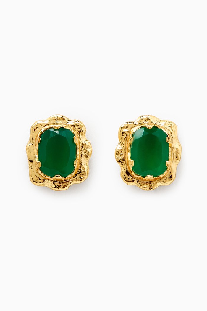 

Victorian Stud Earrings in 18kt Gold-plated Bronze, Green