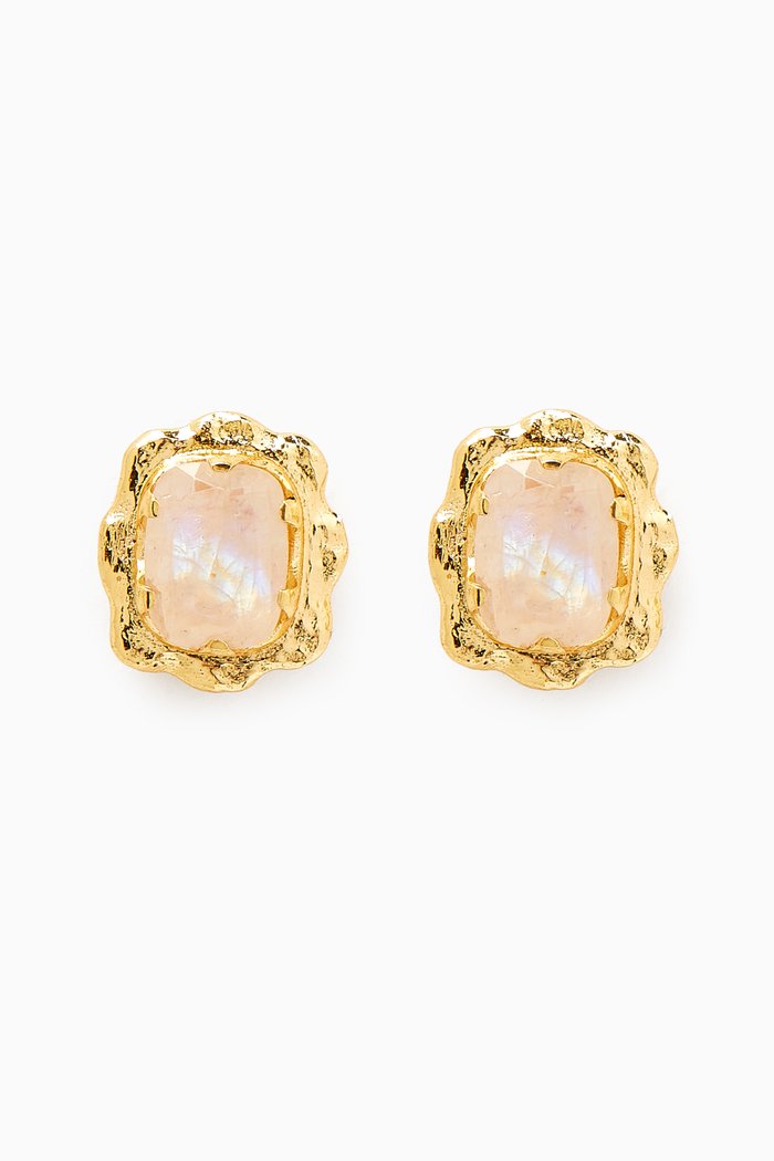 

Victorian Stud Earrings in 18kt Gold-plated Bronze, White