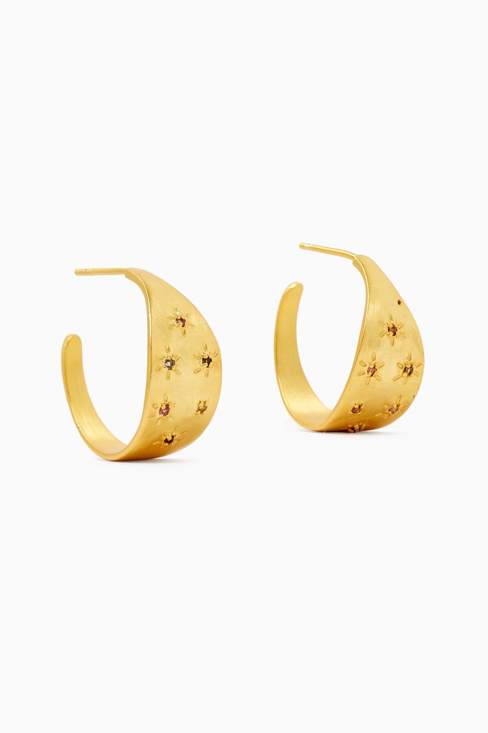 

Star Gemstone Hoop Earrings in 18kt Gold-plated Bronze
