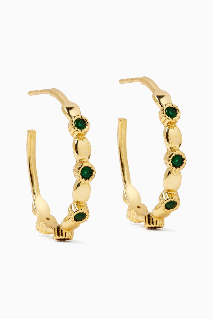 

Stone Hoop Earrings in 18kt Gold-plated Bronze