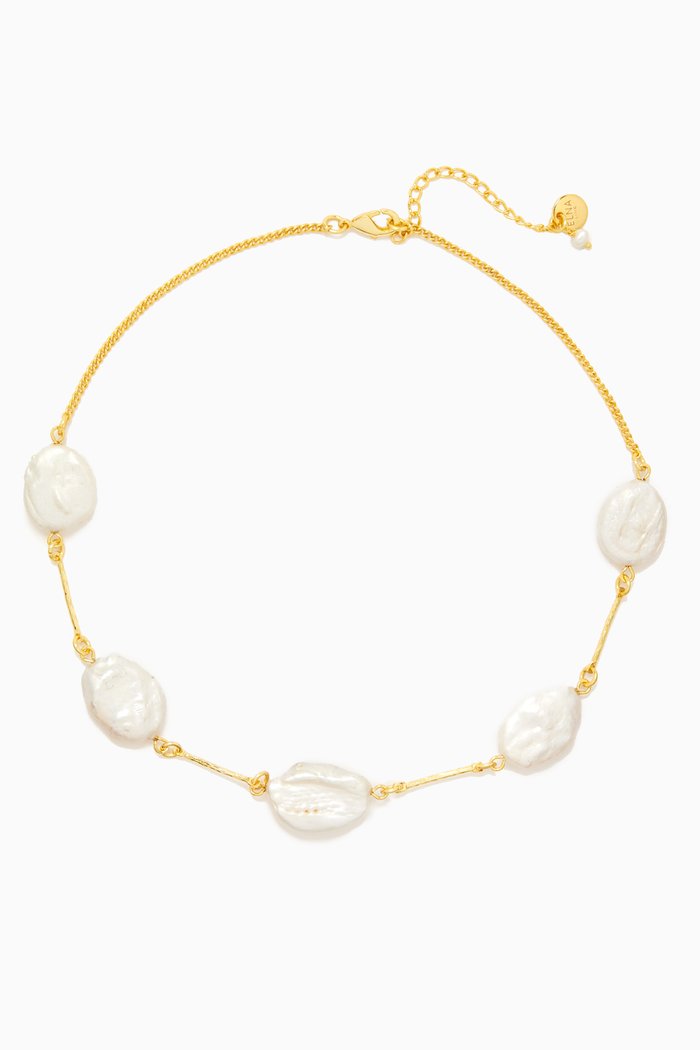 

Freshwater Pearl Choker in 18kt Gold-plated Bronze, White