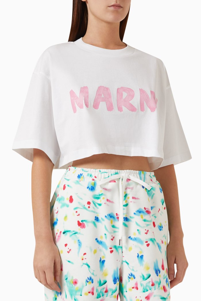 

Logo-print Crop Top in Organic Cotton-jersey, White