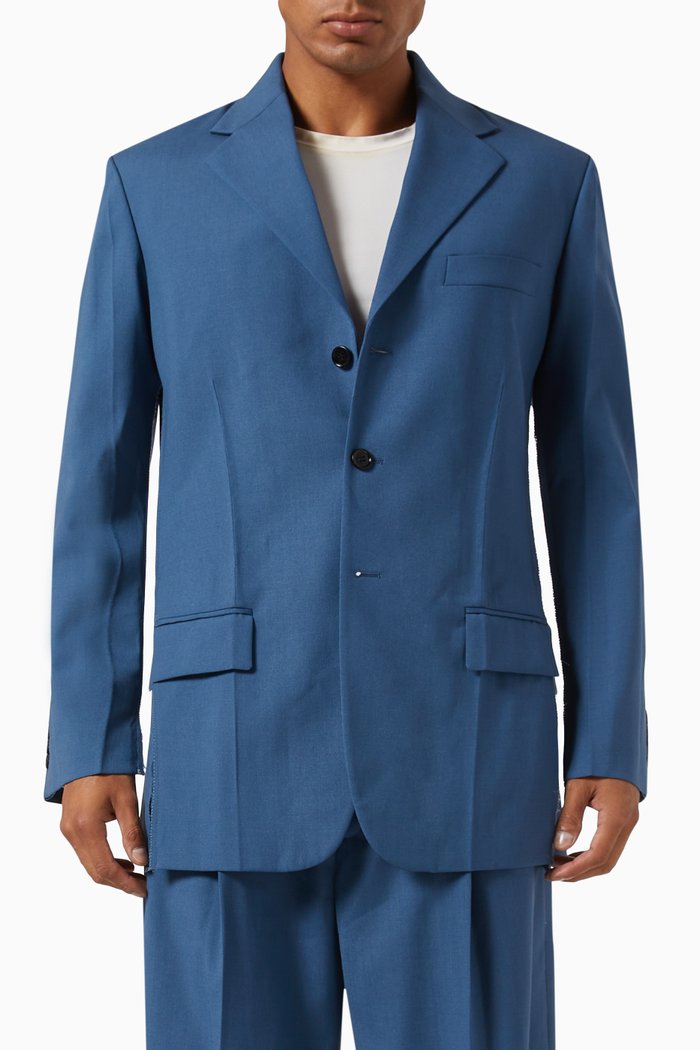 

Logo Mending Blazer in Wool & Mohair, Blue