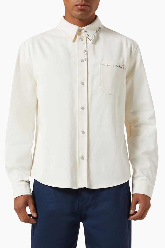 

Logo Embroidered Shirt in Cotton, White