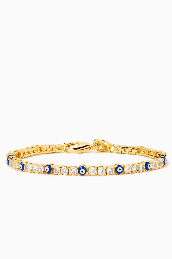 

Serena Evil Eye Bracelet in 18kt Gold-plated Brass, Blue