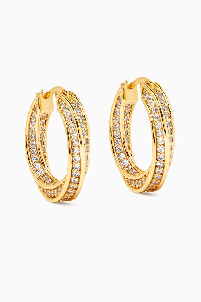 

Small Heritage Pavé Hoop Earrings in 18kt Gold-plated Brass