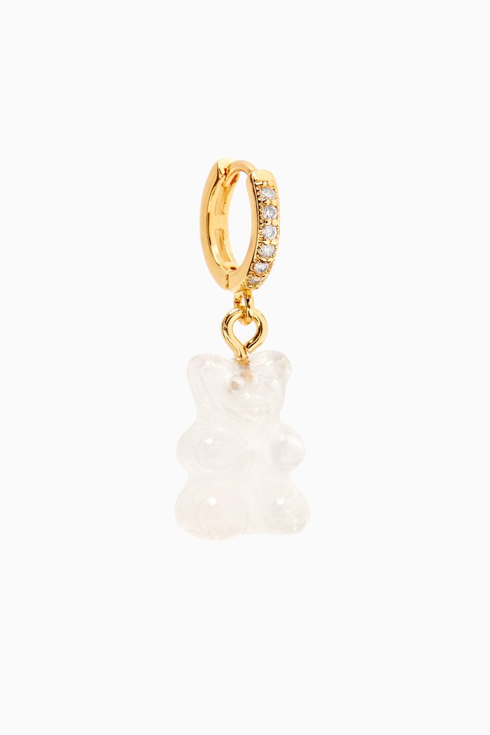 

Nostalgia Bear Single Earring in 18kt Gold-plated Brass, Pink