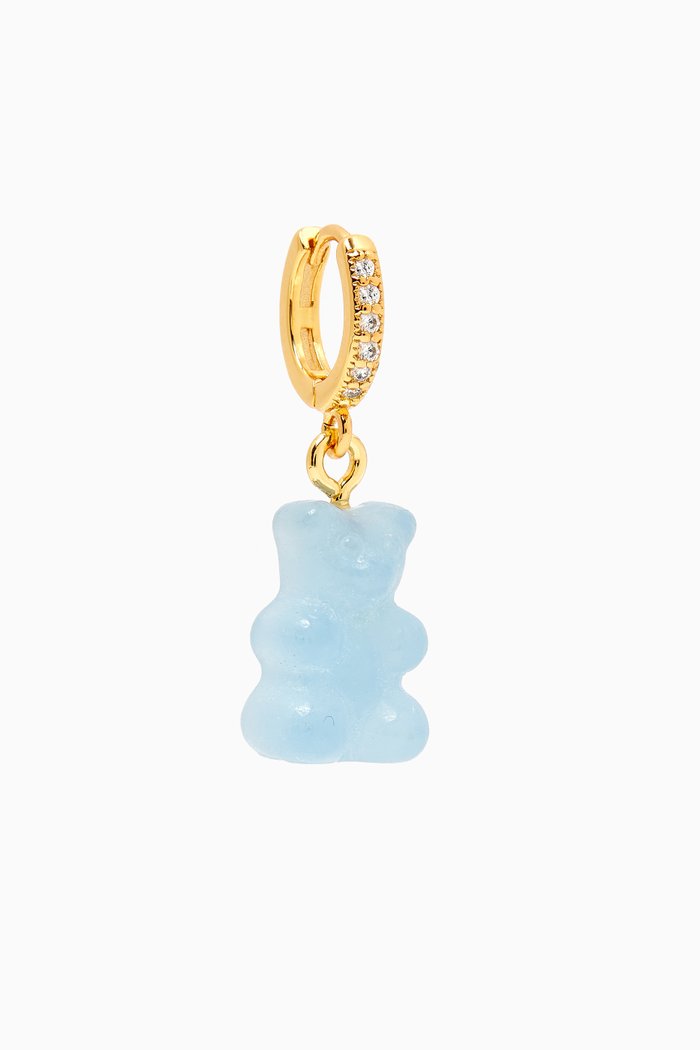 

Nostalgia Bear Single Earring in 18kt Gold-plated Brass, Blue
