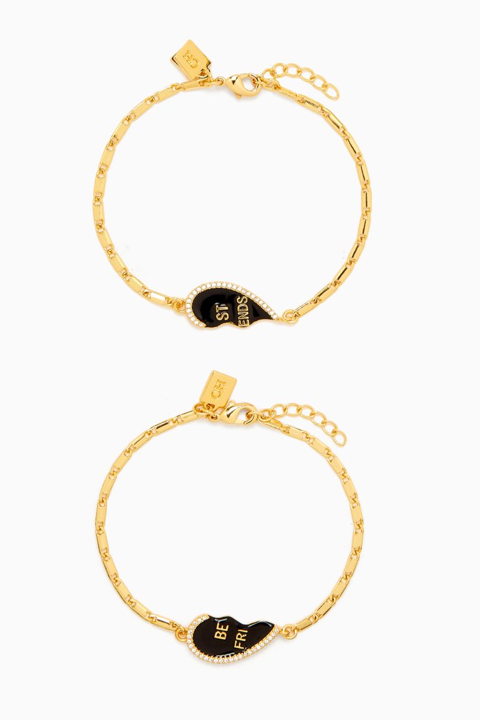 

Bestfriend Bracelet Set in 18kt Gold-plated Brass, Set of 2, Black