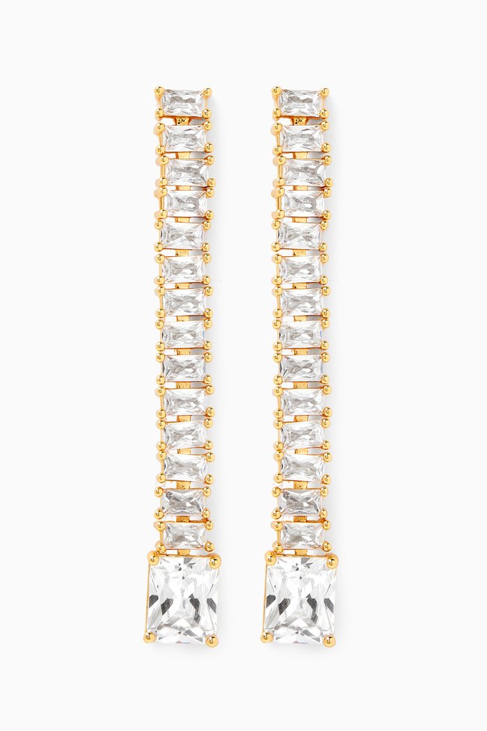 

Baguette Drop Earrings in 18kt Gold-plated Brass, White