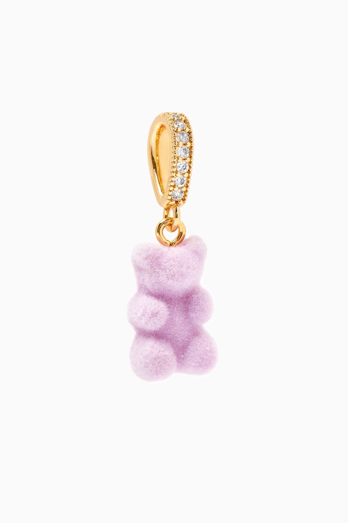 

Nostalgia Bear Pendant in 18kt Gold-plated Brass & Velvet, Purple