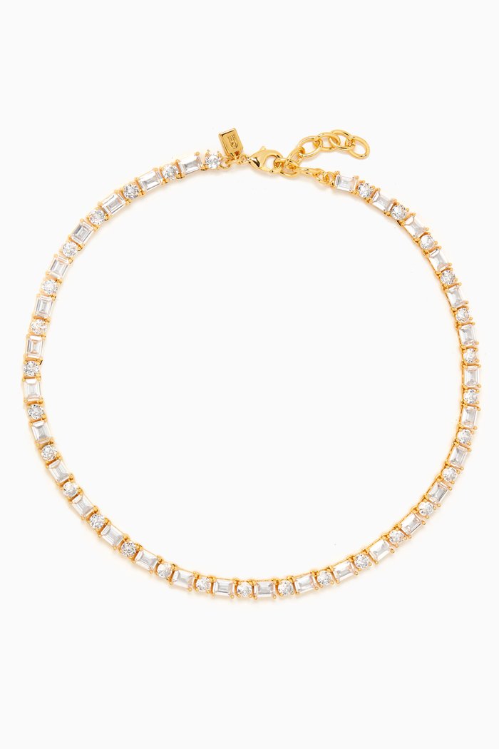 Eternity Necklace in 18kt Gold-plated Brass, White