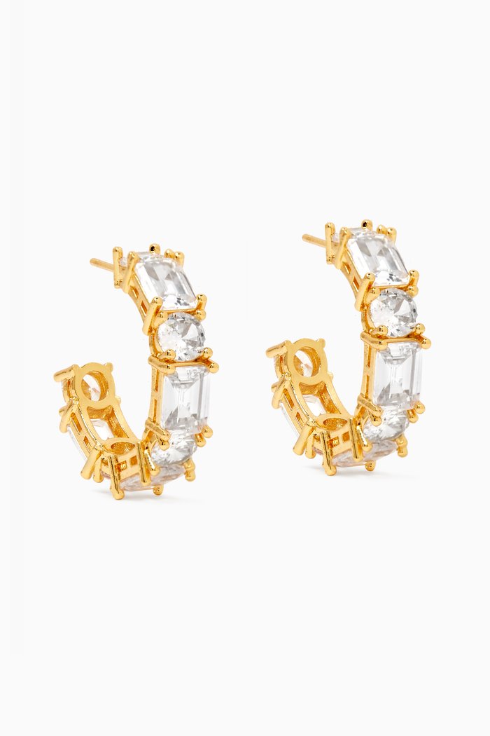 

Eternity Baguette Hoop Earrings in 18kt Gold-plated Brass, White