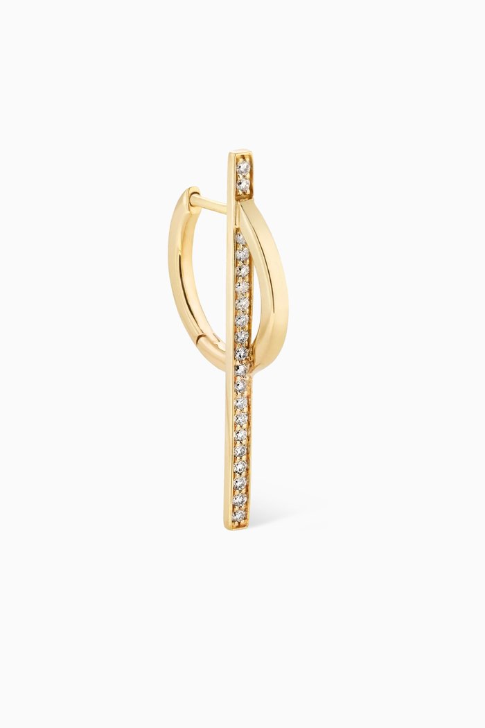 

Large Diamond Bar Single Huggie Earring in 14k Yellow Gold